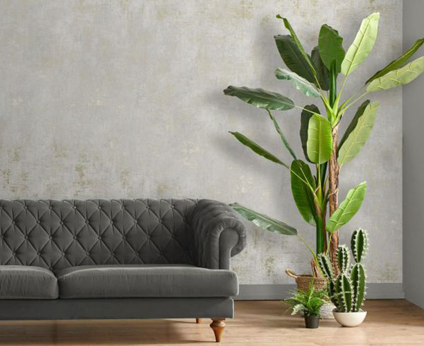 Room with Industrial Concrete Texture Wallpaper