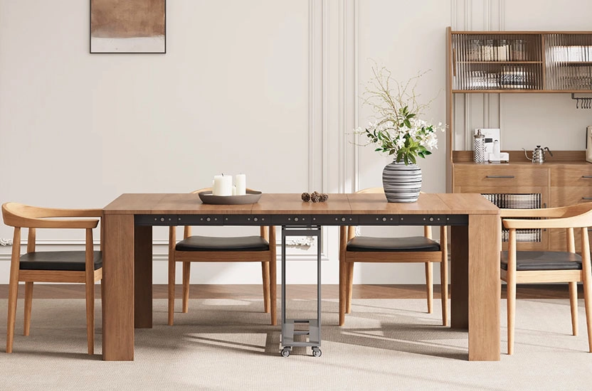 20"-118" Country Rectangle Folding Rubber Wood Dining Table Walnut Seats 10-12