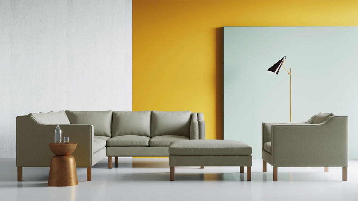 Up-Town Sectional, Chair and Ottoman by BenchMade Modern