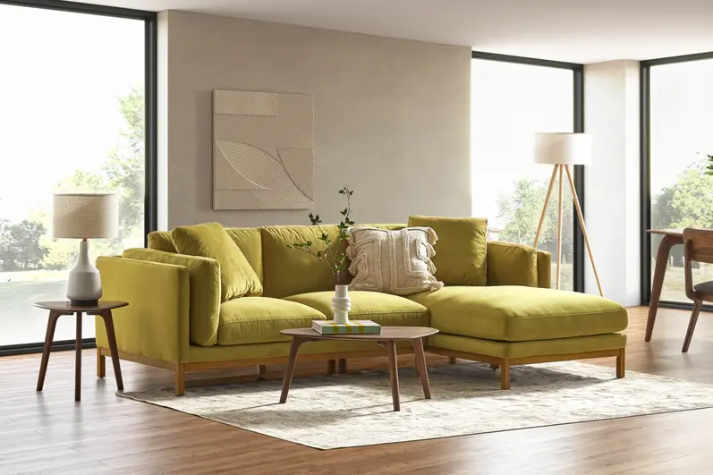 Chaise sectional Sofa in Yellow color