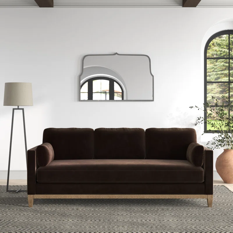 Brown Sectional Sofa with wooden base