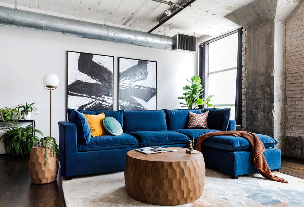 Blue Velvet Kova Sofa