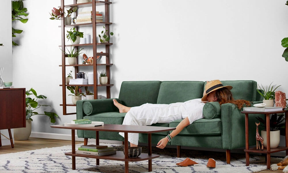 Burrow Block Arm Nomad Green Sofa