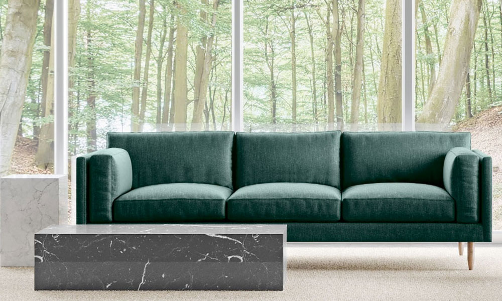 Skinny Fat Sofa in Green Velvet