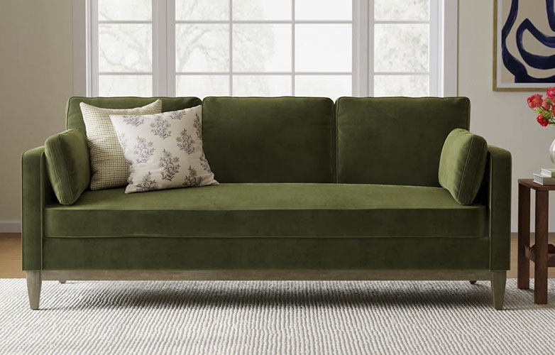 3-Seater Pera Velvet Sofa in Green Color
