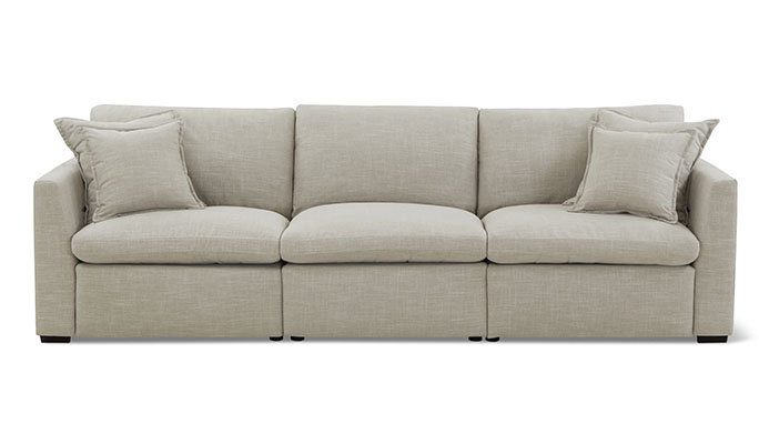 Three seater light upholstered reclining sofa