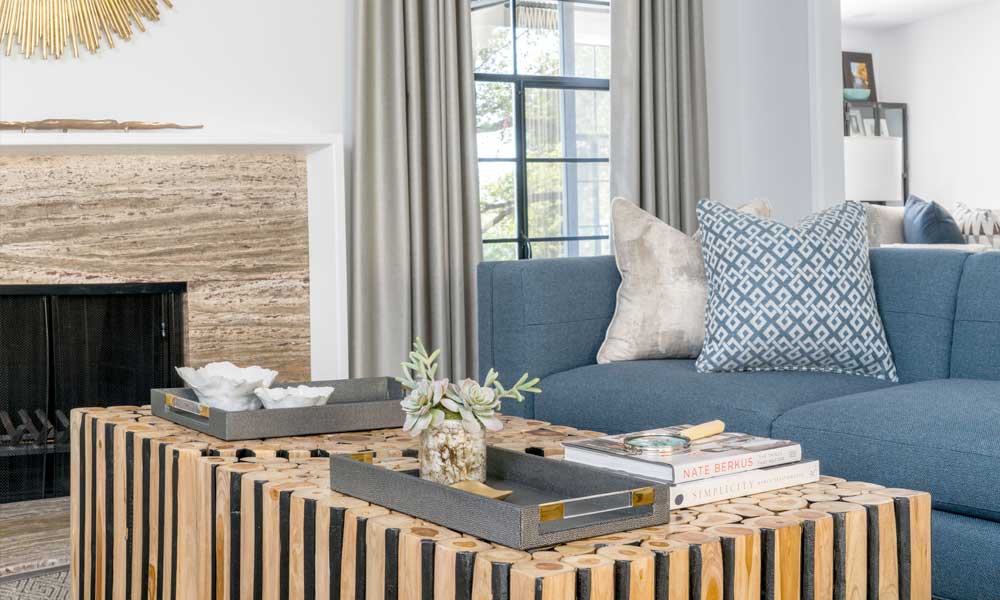 Coffee Table with books and trays