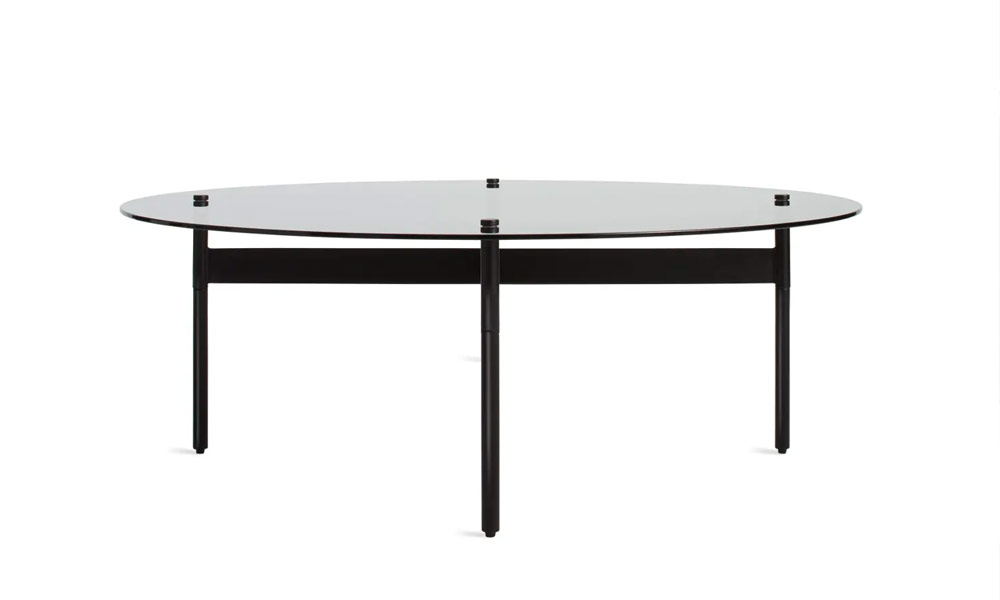 Round Coffee Table with black steel frame and a tempered glass top