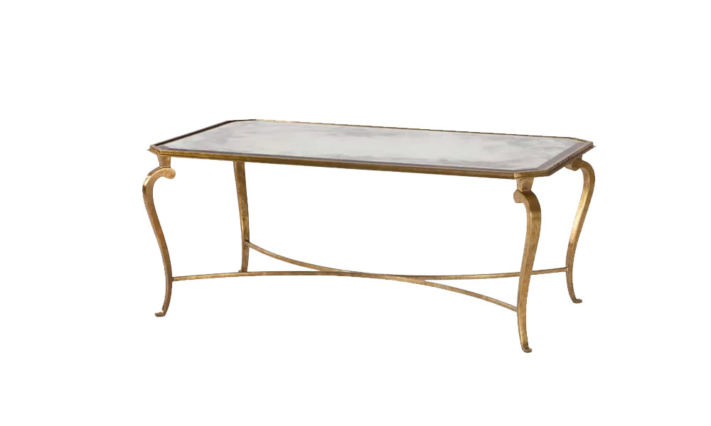 Golden framed coffee Table with a glass top