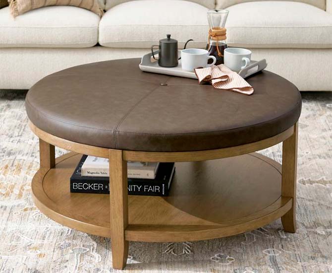 Owen Coffee Table Ottoman - Brown Color