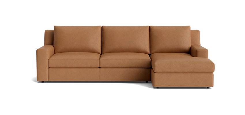 Milo Leather Sectional in Priceless Taupe