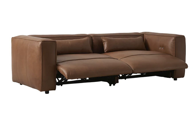 Brown Leather Electric Reclining 2-Seater Sofa