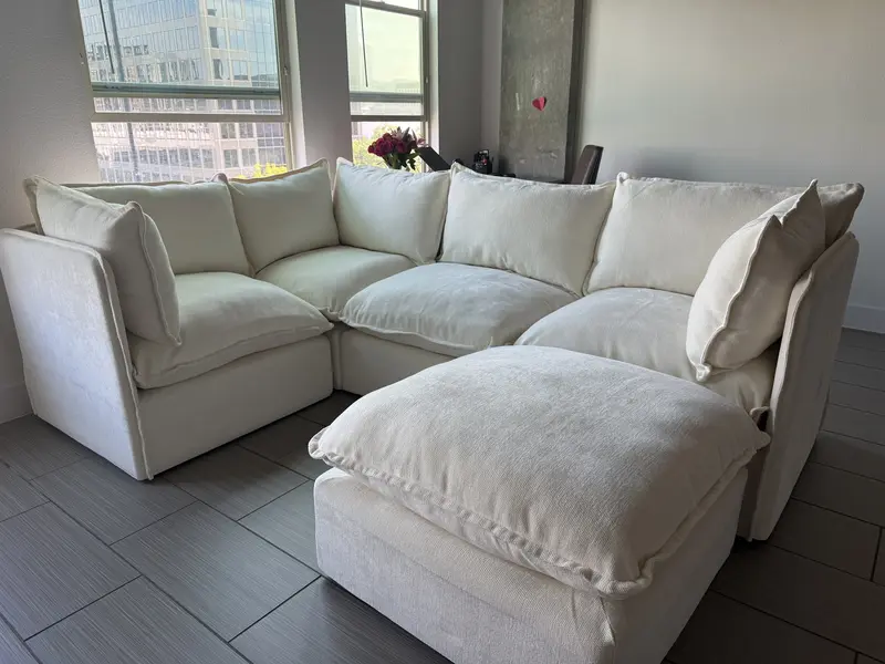 beige modular couch from cozey