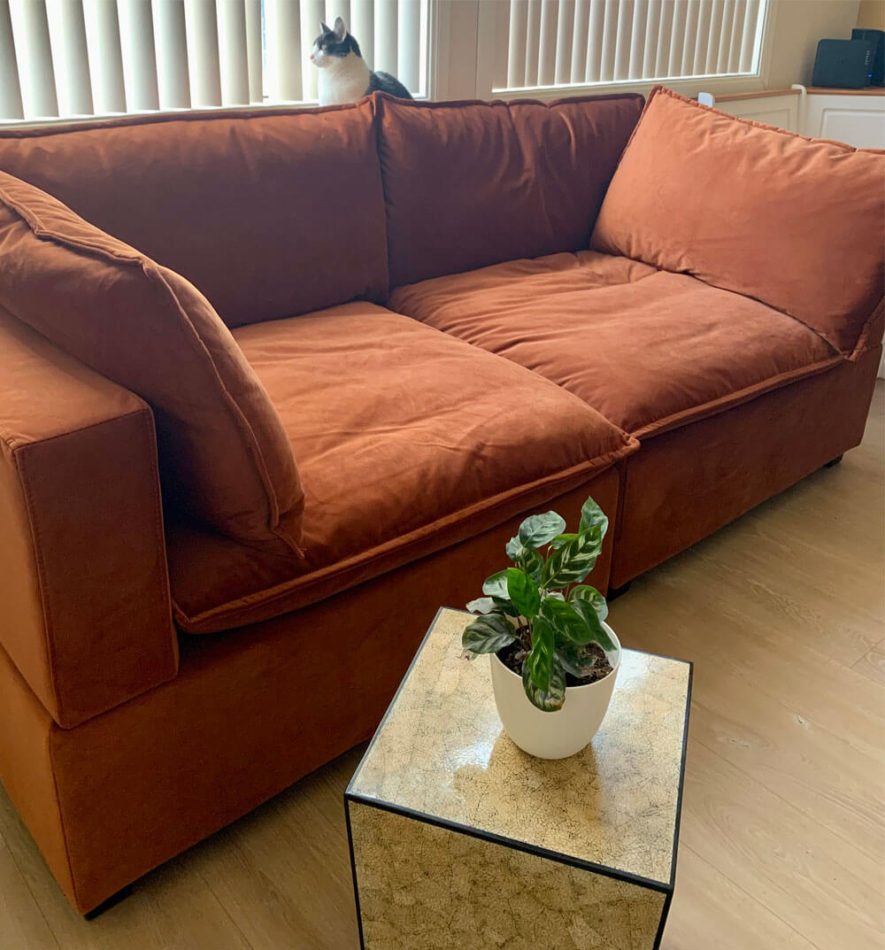 Kova Sofa in Rust Velvet
