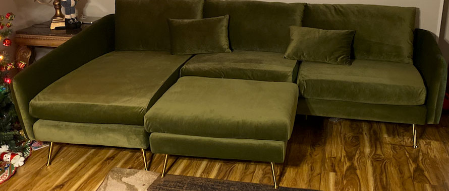 Park Sectional in Olive Velvet