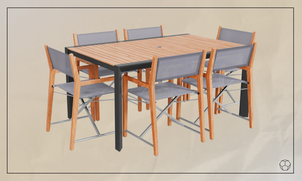 Teak + Aluminum Outdoor Dining Set