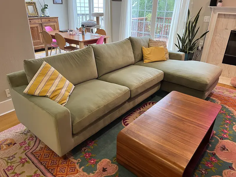 Gray Upholstered Sofa with right Chaise