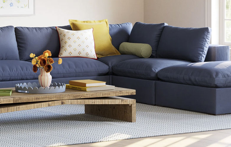 Blue Corner Modular Sofa