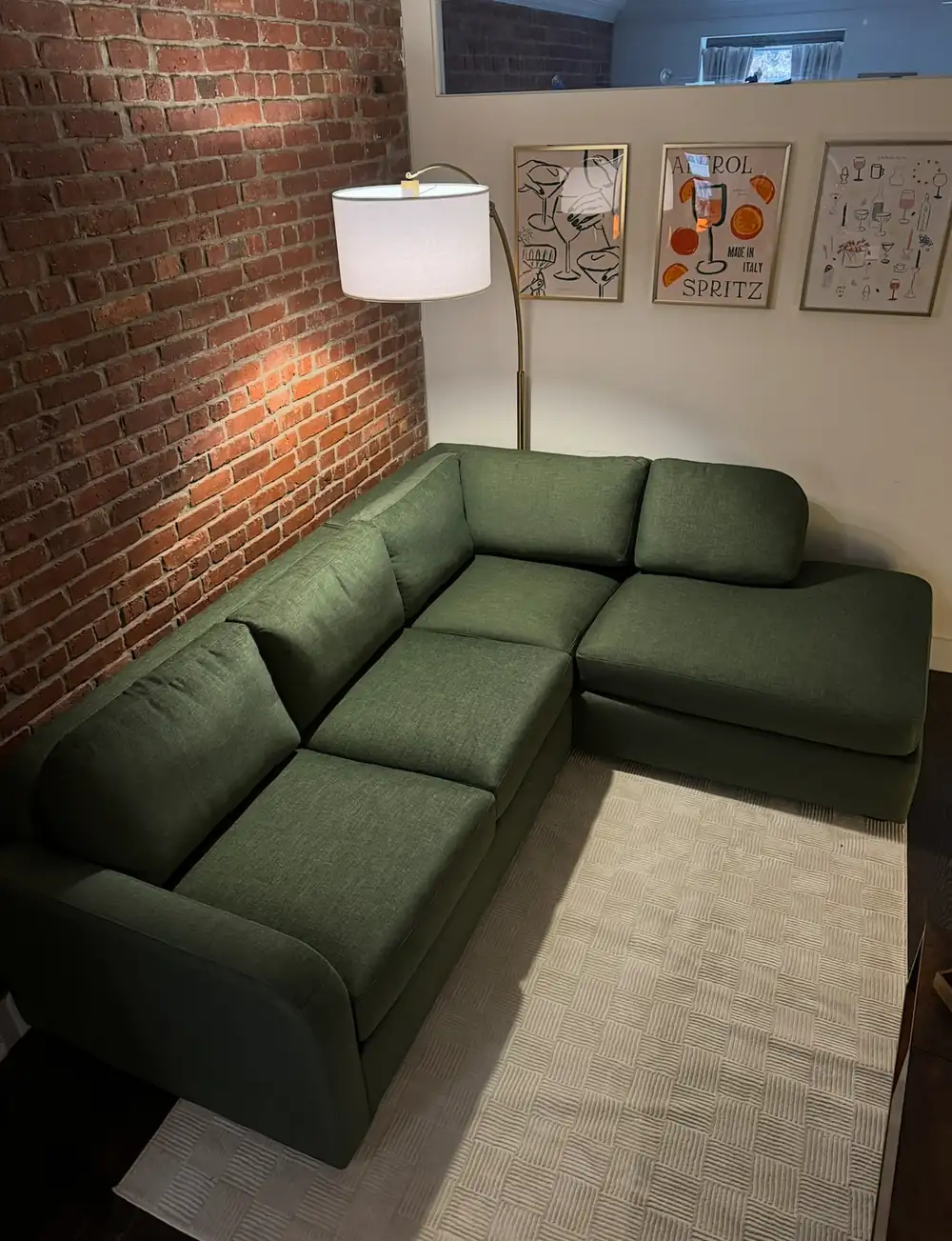 Full L-shape view of the BenchMade Modern Archie Sectional with Bumper