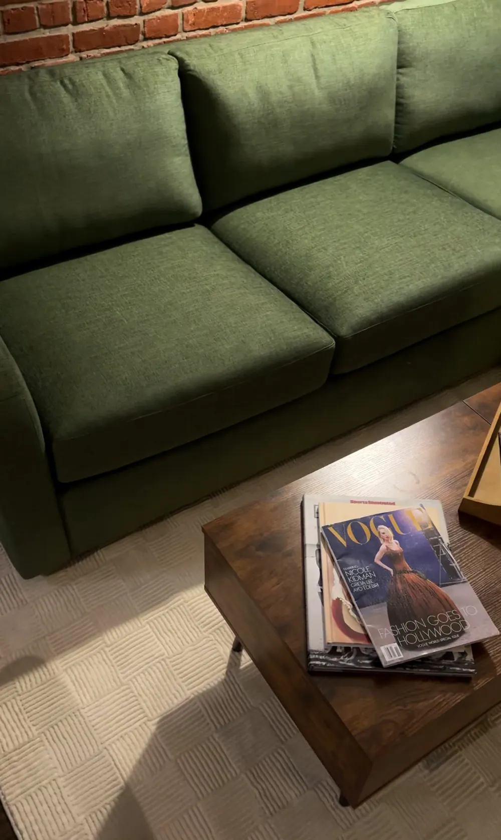 Close-up of the Basil Performance Weave fabric on the BenchMade Modern Archie Sectional