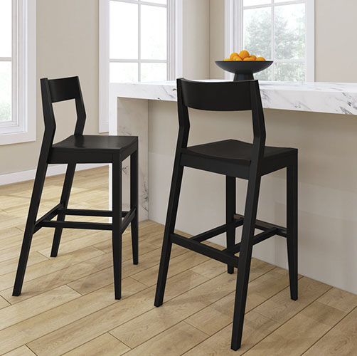 Two Bar Height Black Chairs