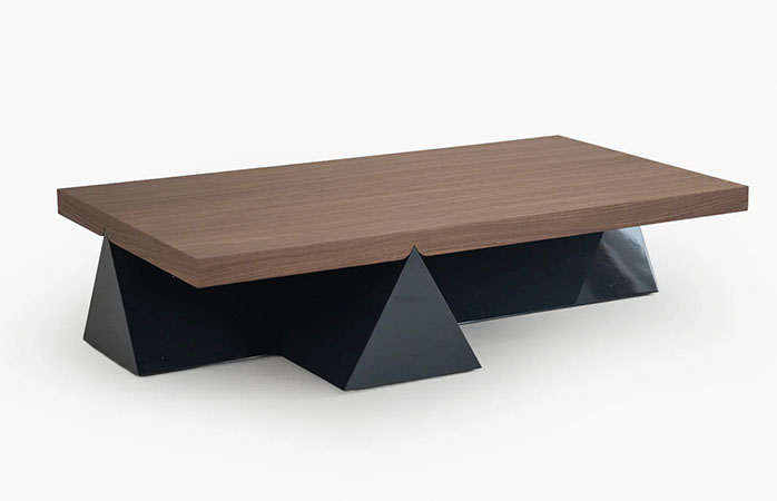 Minimalist Coffee Table with Walnut Top and black base