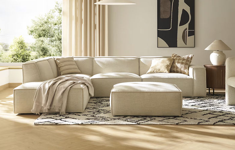 Modular Sofa in a room with ottoman