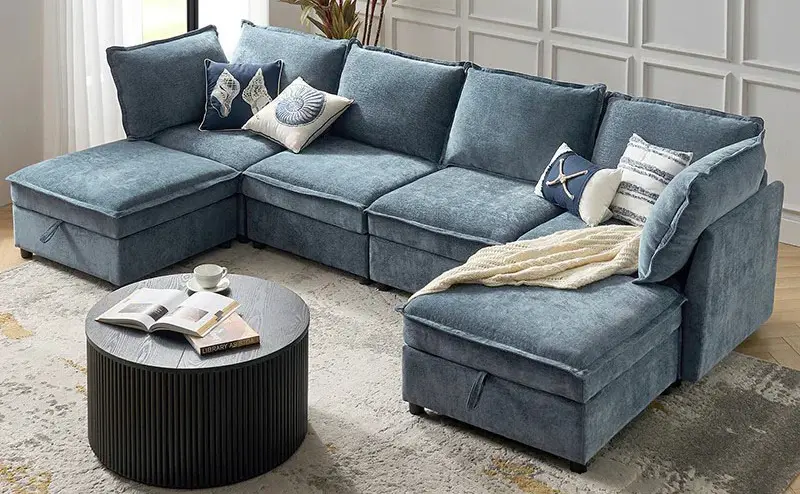 Oversized sofa with storage under seat