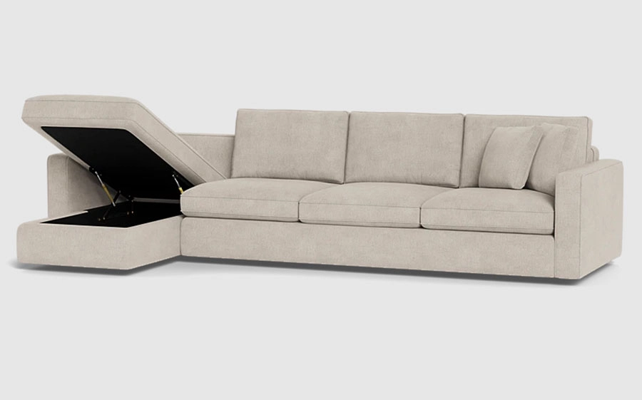 James 4-Seat Chaise Sectional with Storage in Bone fabric
