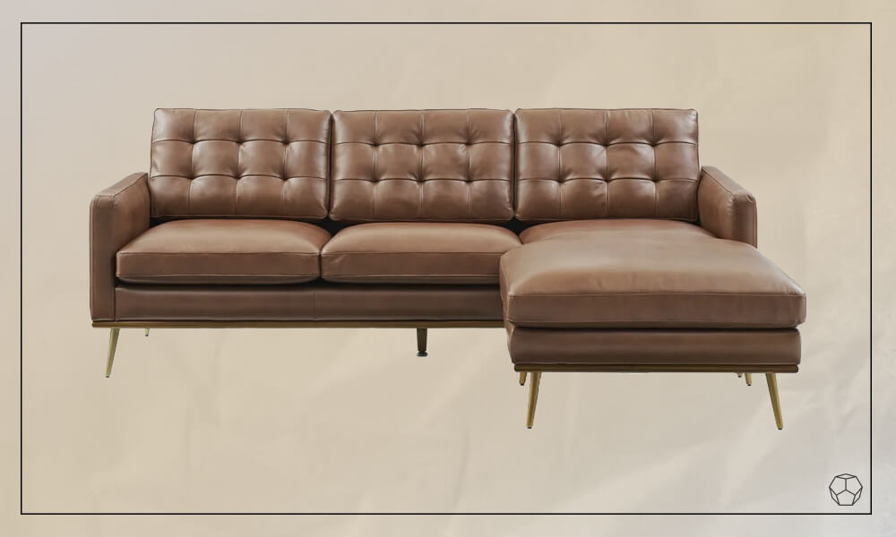 Brown Leather Reversible Sectional Sofa