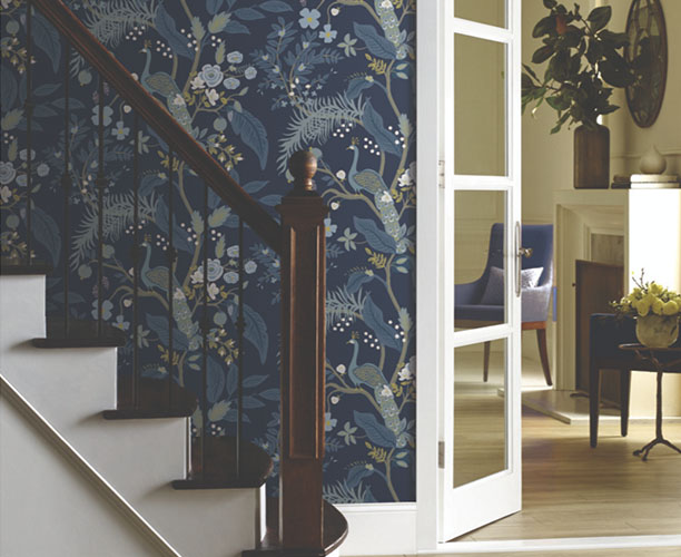 Staircase with modern wallcovering