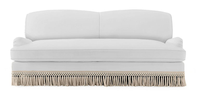 Elegant pleated roll arm sofa