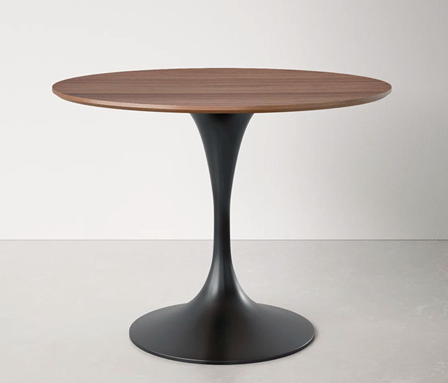 Tulip round dining table with wooden top