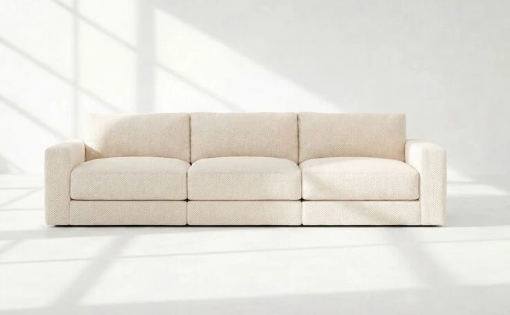 DreamSofa Landon Modular 3-Seater Sofa in ivory fabric