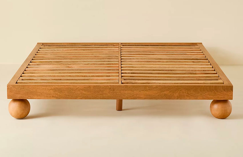 Platform Bed with wooden ball legs