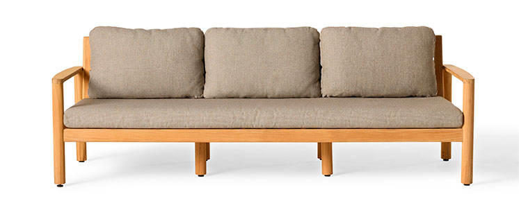 Durable Outdoor Teak Sofa with Light Brown Cushions