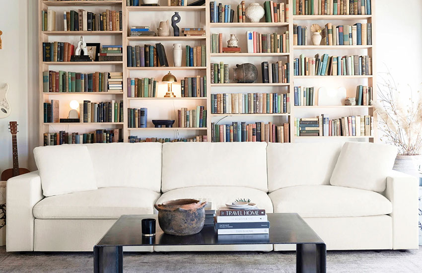 3-seater Modular Sofa and bookshelves