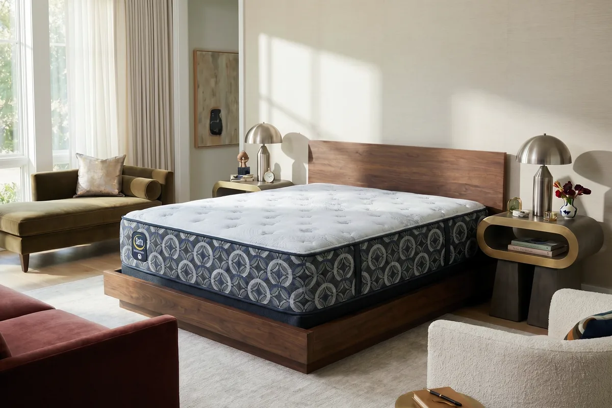 Mattress in a sunlit modern bedroom — 4th of July mattress deals