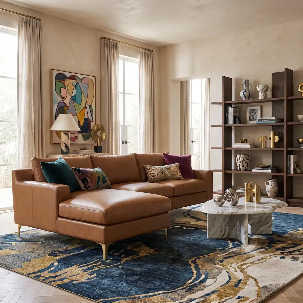 Sloan Leather Chaise Sectional