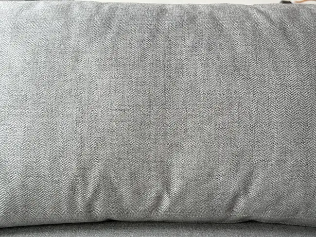 Close-up of the Catalina Steel fabric's herringbone weave