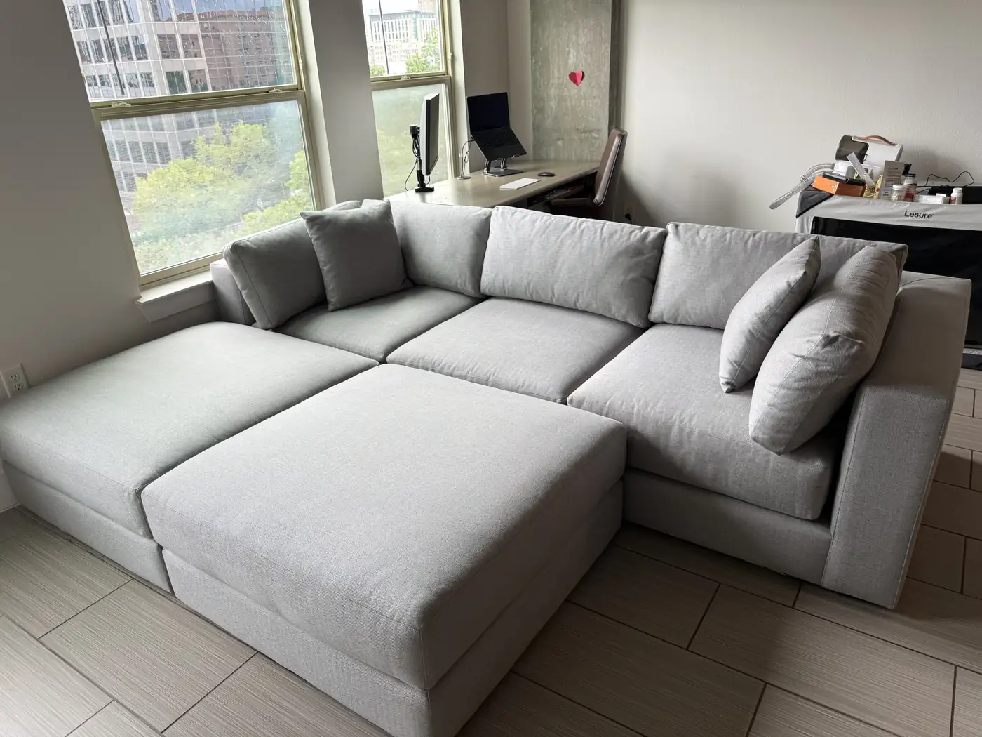 The Landon modules rearranged into an open lounge layout in the living room