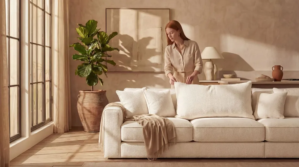 DreamSofa Landon sectional in a warm styled living room