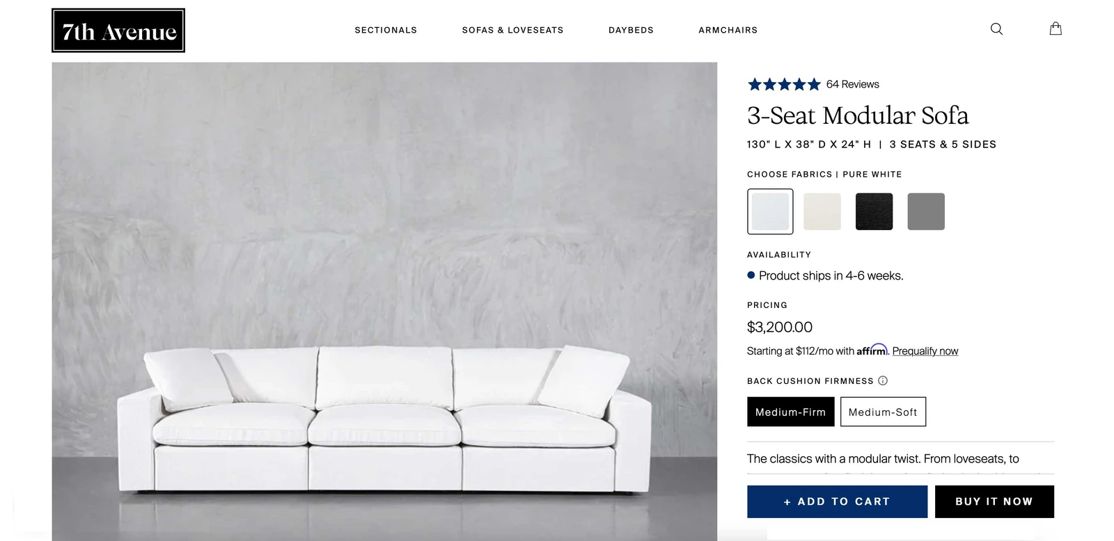 7th Avenue 3-seat sofa