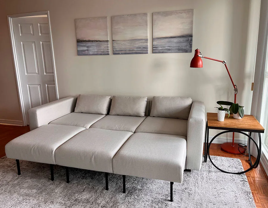 Sofa bed ready for sleep