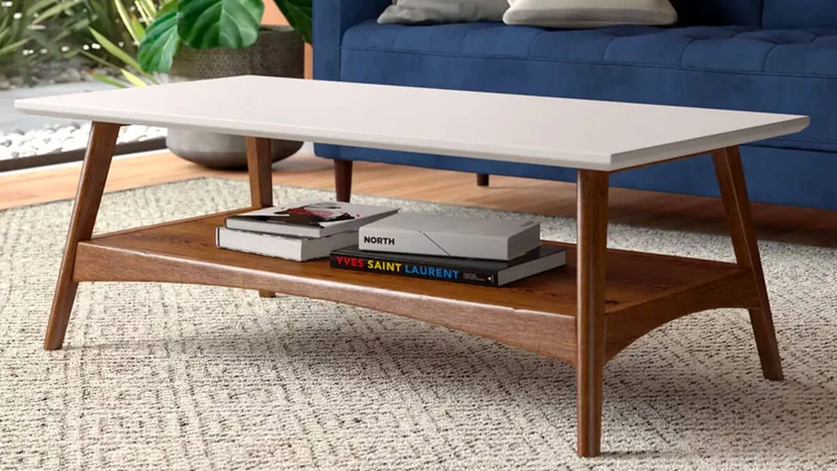 Wooden Storage Coffee Table with a white top 