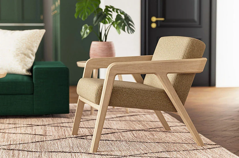 Mid-century accent Chair with wooden frame