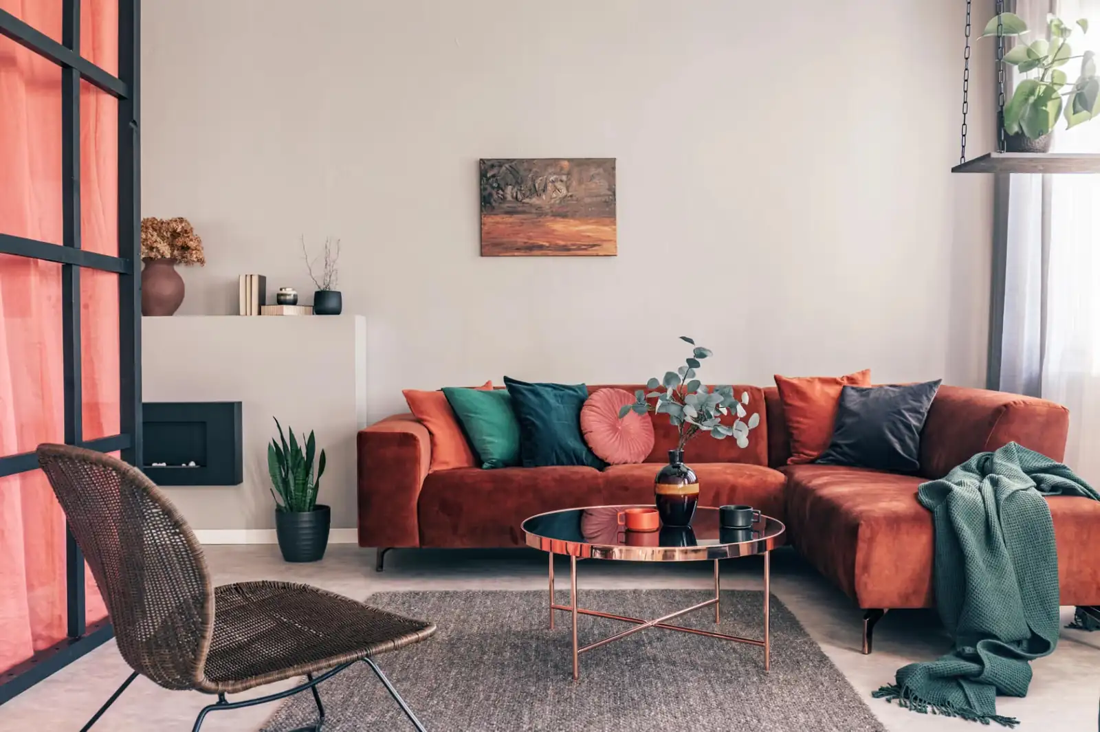 Curved Sofa in a Living Room
