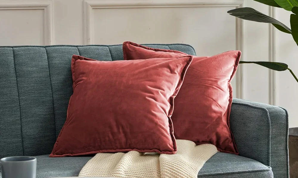Red throw pillows