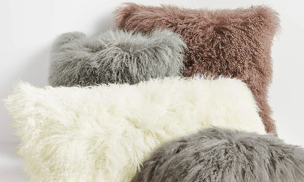 Faux fur Ivory and brown Throw Pillows