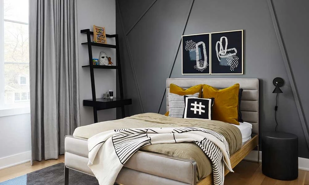 Abstract Paneling wall in a modern bedroom